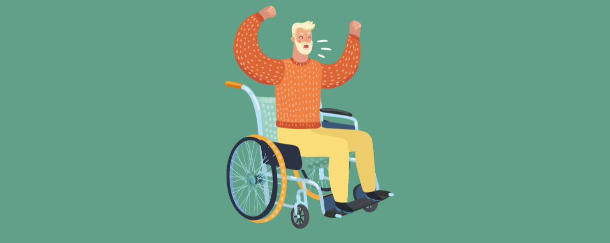 Angry man in a wheelchair