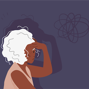 Woman with trouble thinking