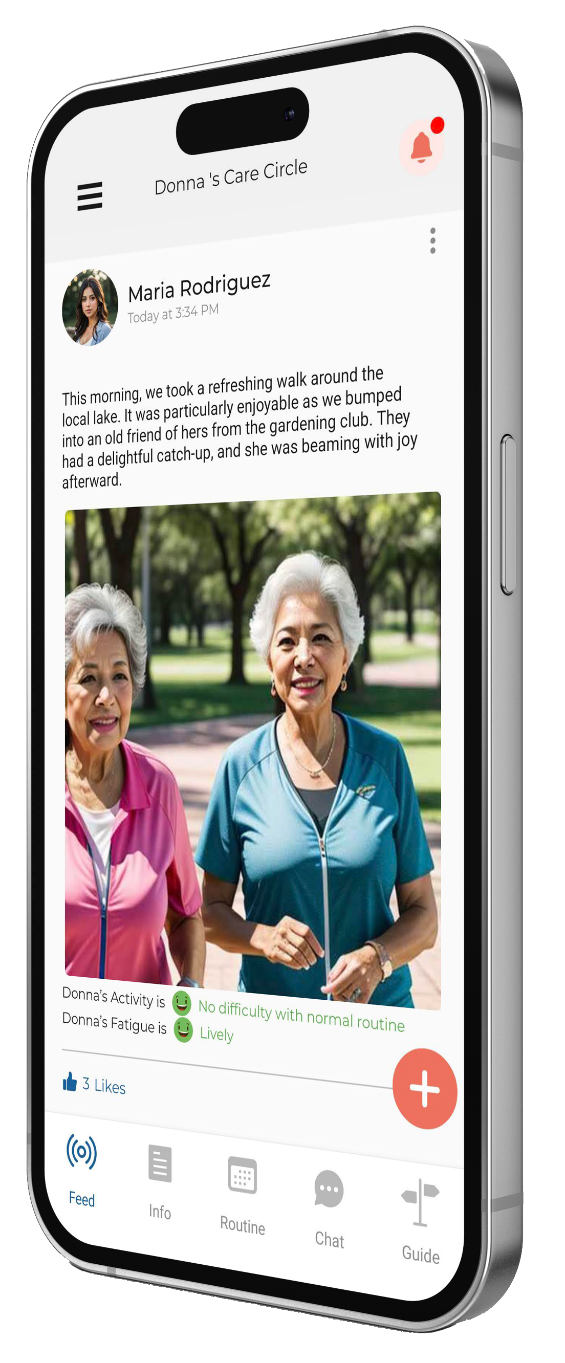 Phone showing the Lizzy Care app